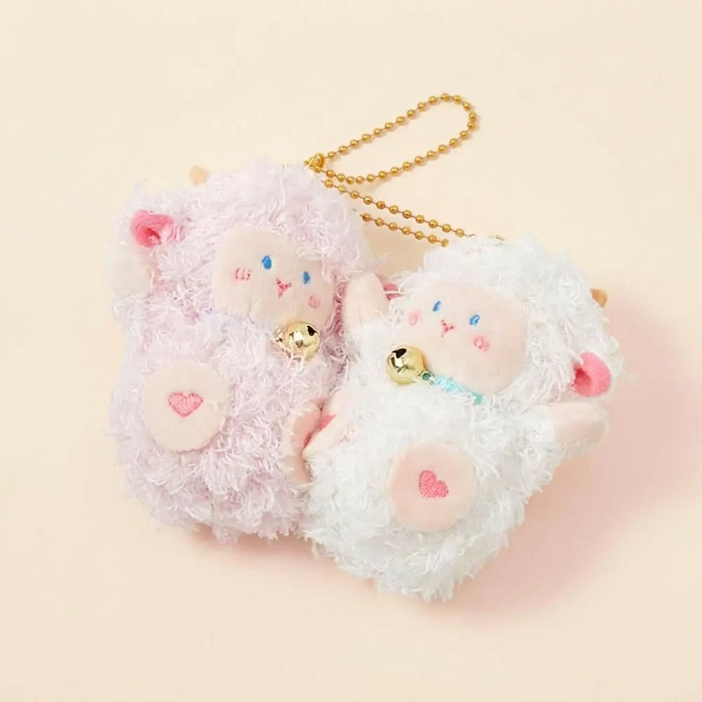 Cotton Lamb Pair Keychain