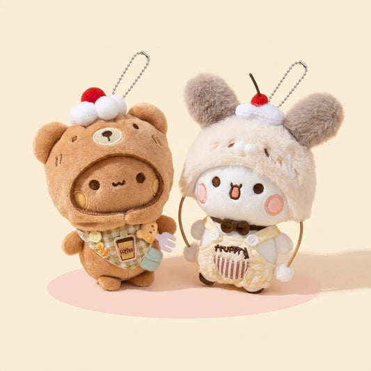 Bear & Bunny Dessert Pair Keychain, studio product photo