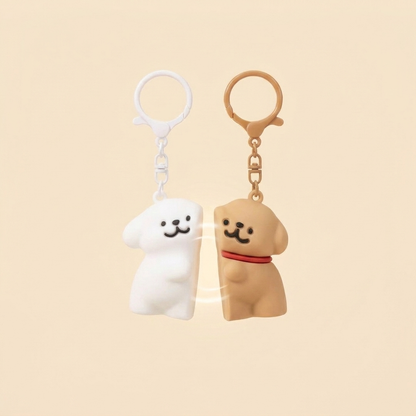 Puppy Pair Keychain, magnetic connection demonstration