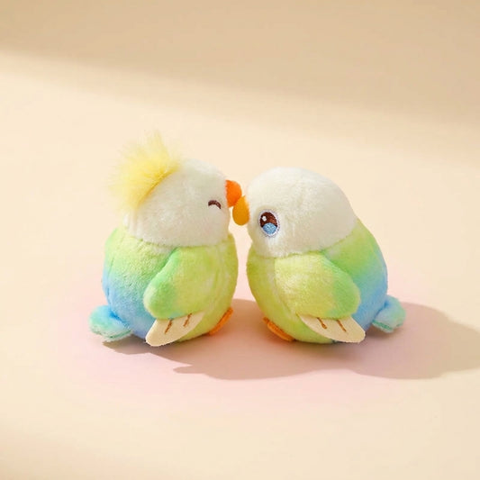 Lovebird Pair Keychain, Green, studio product photo
