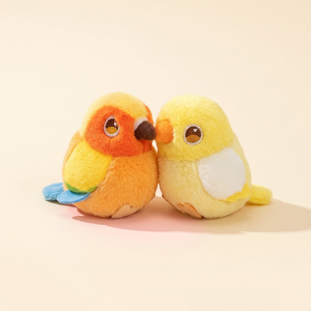 Lovebird Pair Keychain, Yellow, studio product photo