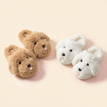 Shaggy Pup Slippers, both colorways, studio product photo